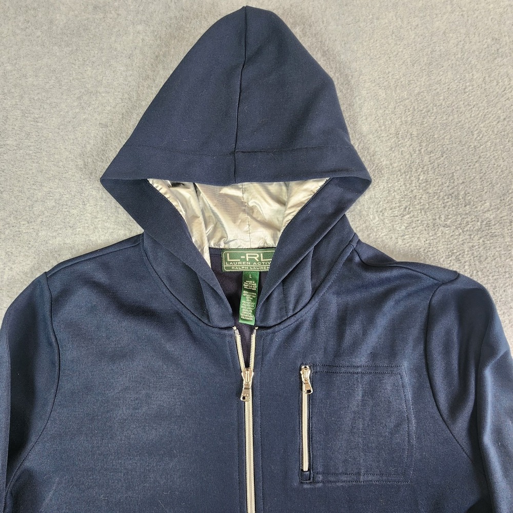 L-RL Lauren Active Ralph Lauren Hoodie Womens Size Large Blue Full Zip Jacket